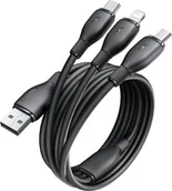 Kable USB - Baseus Kabel ultra-szybkiego ładowania One-for-Three USB-A do M+L+C 3.5A 0.8m Czarny - miniaturka - grafika 1