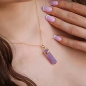 Naszyjniki - Naszyjnik "Mystical Amethyst" ozdobiony dużym kamieniem ametystem- srebro 925 pozłacane - miniaturka - grafika 1