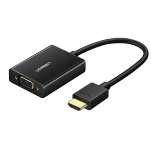 UGREEN Ugreen konwerter cyfrowego sygnału HDMI na sygnał analogowy VGA, do komputerów PC, laptopów, urządzeń Chromebook,  Raspberry Pi, Macbook, Apple TV, obsługa rozdzielczości 1080p, kolor: czarny 40248 - Adaptery i przejściówki - miniaturka - grafika 1