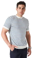 Koszulki męskie - TRENDYOL MAN MĘSKI T-SHIRT Z OKRĄGŁYM DEKOLTEM W PASKI NIEBIESKIE M 5DA - miniaturka - grafika 1