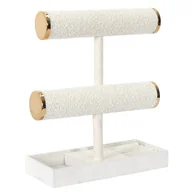 Biżuteria - akcesoria - HOME DECO FACTORY, HD0572, Elegancki stojak na biżuterię z podwójną pętelką, praktyczne miejsce do przechowywania naszyjników i bransoletek, nowoczesny design, 24x27,5x10 cm, kość słoniowa - miniaturka - grafika 1