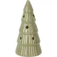 Ozdoby bożonarodzeniowe - Porcelanowa choinka z oświetleniem LED, gwiazdki, 14 cm - miniaturka - grafika 1
