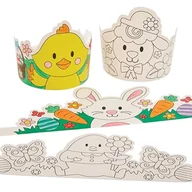 Zabawy w naśladowanie dorosłych - Baker Ross FX973 Wielkanocne korony do kolorowania - zestaw 8 sztuk, wielkanocne korony dla dzieci - miniaturka - grafika 1