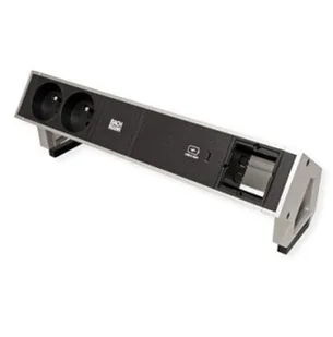 BACHMANN DESK2 2xUTE 1xUSB C 60W 1xCM 0.2m GST18 INOX - Gniazdka elektryczne - miniaturka - grafika 1