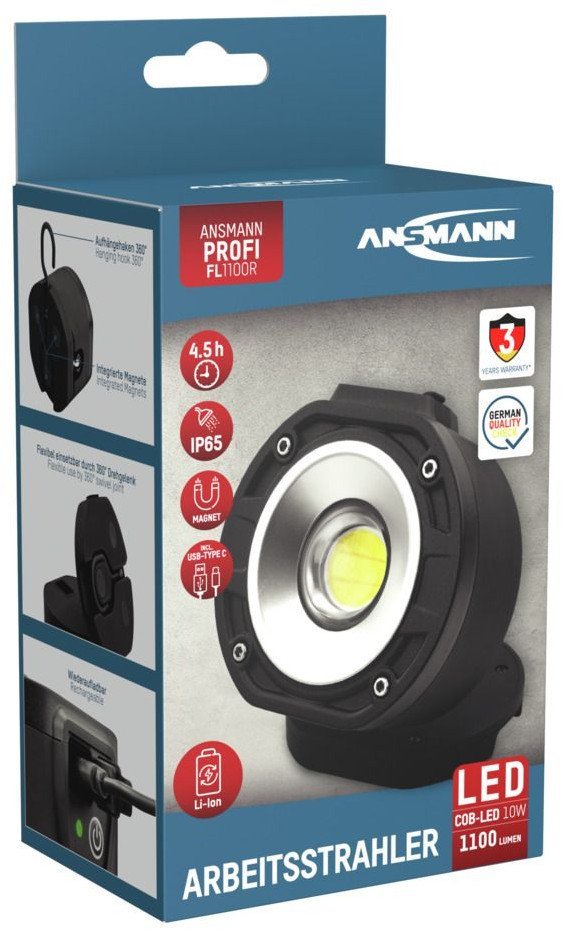 Ansmann Latarka 990-00122 Pocket FL1100R LED monochromatyczna, ładowalna lampa robocza 10 W 1100 lm