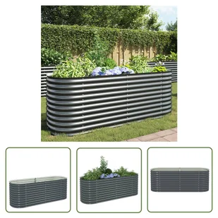 The Living Store Podwyższona donica z galwanizowanej stali - 240x80x81 cm - szara - Podwyższona Donica - Donice - miniaturka - grafika 1