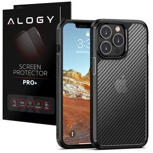 Etui ochronne na telefon Alogy Techsuit CarbonFuse obudowa do Apple iPhone 14 Pro Max Black + Szkło - Etui i futerały do telefonów - miniaturka - grafika 1