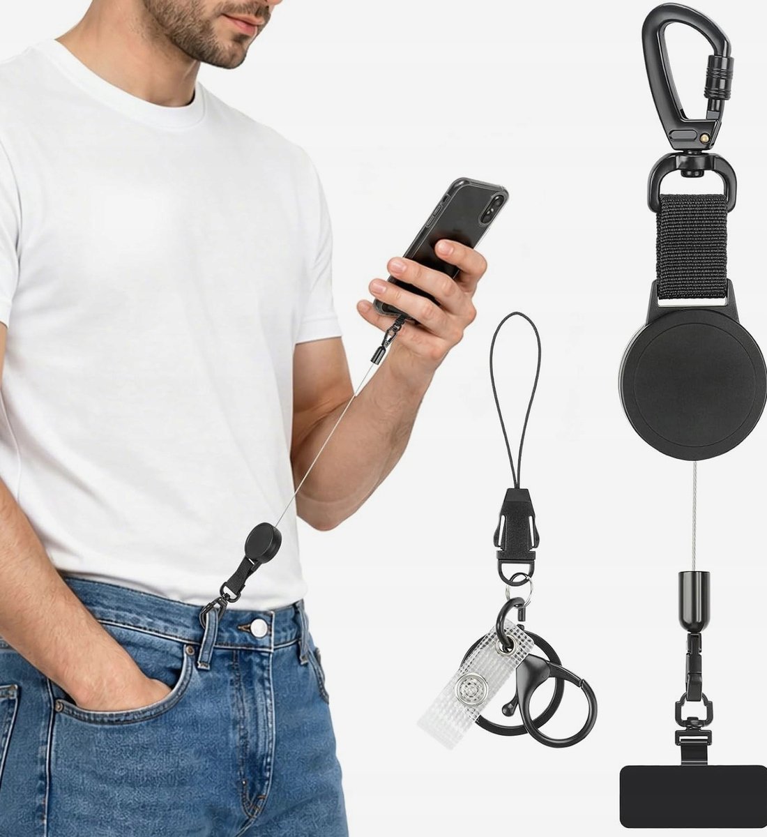 PASEK TELEFON CHOWANY STALOWY UNIWERSALNY ETUI NA SZYJĘ MOCNY