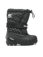 Buty dla dziewczynek - Sorel Śniegowce Childrens Flurry Print NC3503-010 Czarny - miniaturka - grafika 1