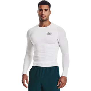 Bielizna sportowa męska - Under Armour Biała koszulka kompresyjna HG Armour Comp LS S - grafika 1