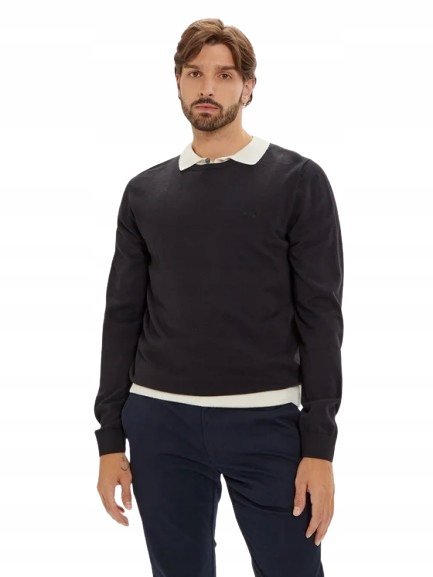 S.OLIVER CZARNY SWETER Z BAWEŁNY MĘSKI KLASYCZNY XL JQA