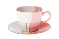 Filiżanki - FILIŻANKA + SPODEK MIEROSZÓW TRIO RÓŻOWE BIAŁE - miniaturka - grafika 1
