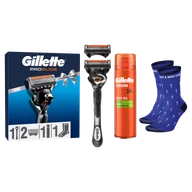 Zestawy kosmetyków męskich - Zestaw Gillette ProGlide FlexBall, maszynka, 1 sztuka + ostrza, 2 sztuki + żel do golenia, 200 ml + skarpetki - miniaturka - grafika 1