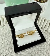 Spinki do mankietów i krawatów - SPINKI DO MANKIETÓW złote trąbka trąbki muzyk - miniaturka - grafika 1