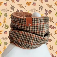 Apaszki i szaliki męskie - Komin Kratka - męski brązowy - miniaturka - grafika 1