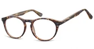 Okulary korekcyjne, oprawki, szkła - Okulary oprawki korekcyjne okrągłe Lenonki zerówki Sunoptic CP146D szylkret mix - miniaturka - grafika 1
