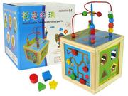 Zabawki interaktywne dla dzieci - LEANToys Duża Drewniana Kostka Edukacyjna Labirynt, Liczydło, Sorter 9117 - miniaturka - grafika 1