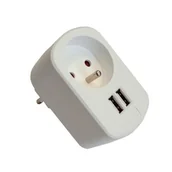 Przedłużacze i rozgałęźniki - Międzywtyczka z ładowarką 2xUSB 2,4 A - miniaturka - grafika 1