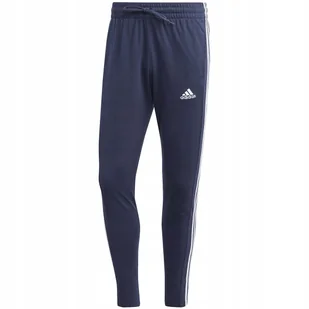 Spodnie męskie adidas Essentials Single Jersey Tapered Open Hem 3-Stripes g - Dresy męskie - miniaturka - grafika 1