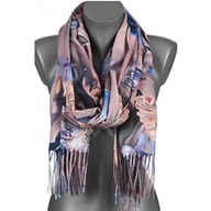 Apaszki i szaliki damskie - Szalik damski jesień zima MOTYLE na prezent z frędzlami RC3-6 różowy - miniaturka - grafika 1