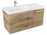 Szafki łazienkowe - Szafka Wisząca Z Umywalką ATHD 90 cm D Lewa - Dąb Evoke Coast Mat - Uchwyty Stal Szczotkowana - miniaturka - grafika 1
