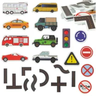 Zabawki do kąpieli - Zabawka do Kąpieli Wanny Wody dla Dzieci Naklejki Piankowe Autka 23 Puzzle - miniaturka - grafika 1