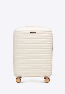 Walizka kabinowa z polikarbonu w poziome żebrowanie kremowo - złota - Walizki Walizka kabinowa z polikarbonu w poziome żebrowanie kremowo - złota - Walizki - miniaturka - grafika 1