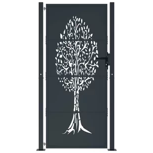 Furtka ogrodowa, antracytowa, 105x180 cm, stal, motyw drzewa Lumarko! - Ogrodzenia - miniaturka - grafika 2