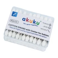 Inne akcesoria do pielęgnacji dzieci - Akuku, patyczki higieniczne do uszu z ogranicznikiem dla dzieci i niemowląt, 60 sztuk - miniaturka - grafika 1