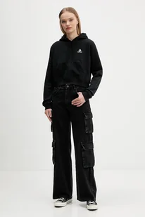 Converse bluza damska kolor czarny z kapturem gładka CVW5K527 - Bluzy damskie - miniaturka - grafika 1