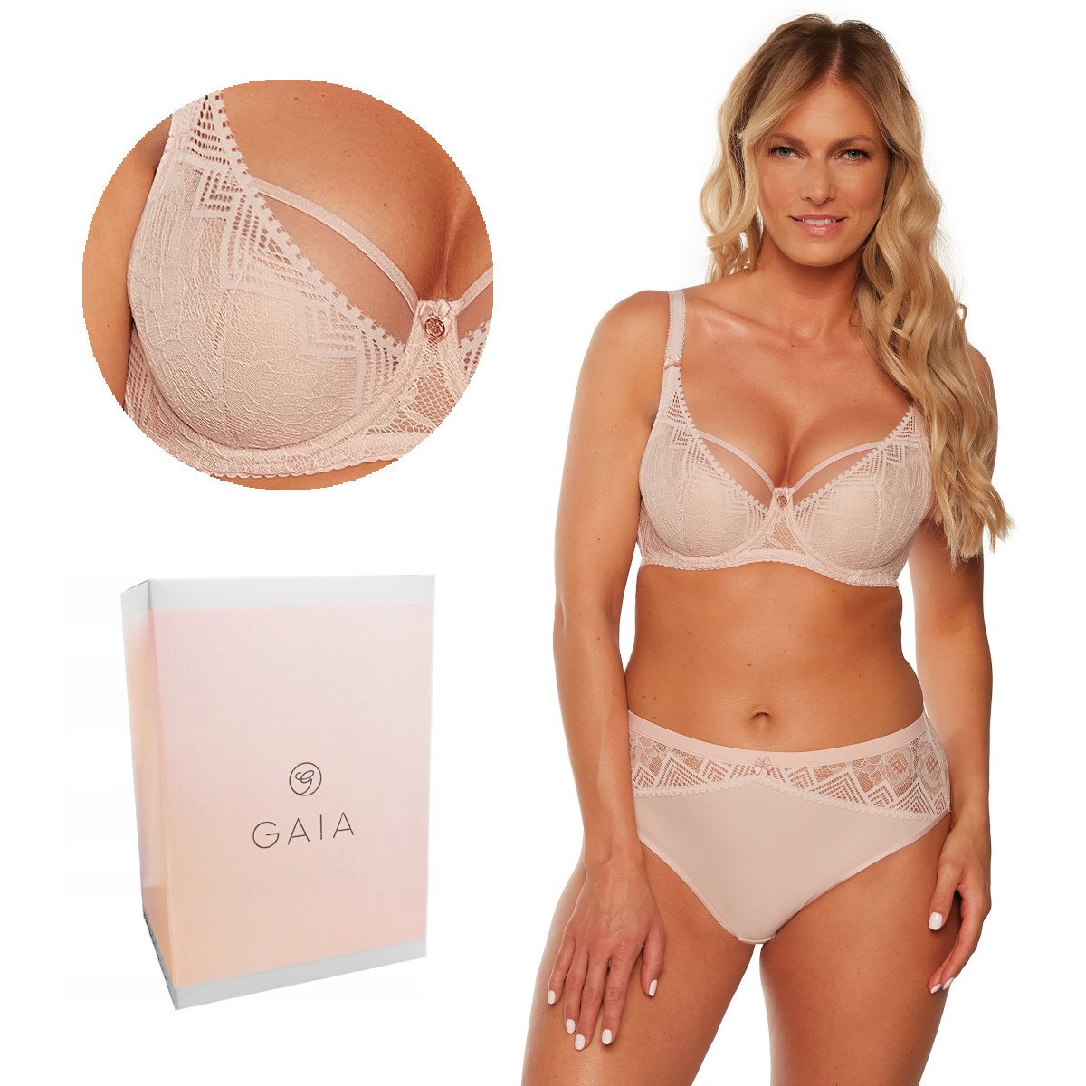 Biustonosz z koronką Semi-Soft Leandra 1241 półusztywniany różowy 65I