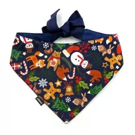 Ubranka dla psów - Bandanka dla psa Zima, wiązana chusteczka, bawełniana apaszka świąteczna-L - miniaturka - grafika 1