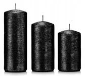Świece - Świeczki świąteczne świece walec 3 wysokośc czarne - miniaturka - grafika 1