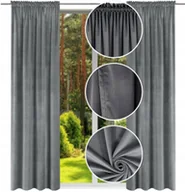 Zasłony - Zasłony gotowe welurowe 140x270 na taśmie do salonu zasłona gotowa szara - miniaturka - grafika 1