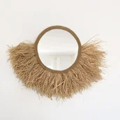 Lustra - Lustro wiszące na ścianę z rafii i juty - MIRROR AFRICA Ø całkowita 80 cm - miniaturka - grafika 1