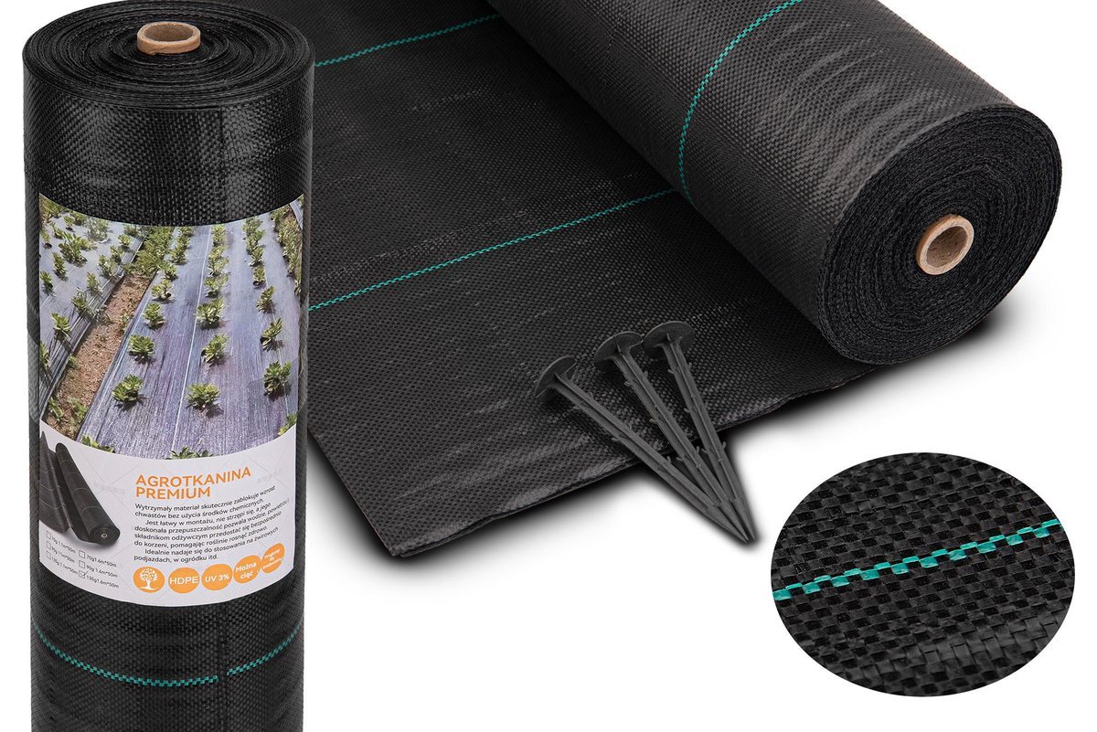 Presto Agrotkanina A4 Premium Agrowłóknina Antychwastowa Pro 90g 1,6m X 50m Uv 3% + Kotwy