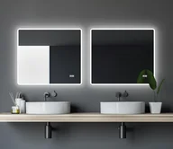 Lustra - Lustro łazienkowe z oświetleniem i zegarem cyfrowym Talos Sun 80 x 70 cm - wysokiej jakości aluminiowa rama z przełącznikiem - podświetlane lustro z neutralnym białym światłem - lustro łazienkowe - miniaturka - grafika 1