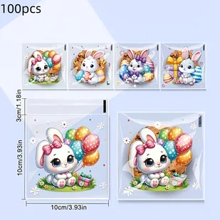 TEMU -pack Easter Bunny Cartoon Pattern Transparentny Plastikowy Worek Na Prezenty, Rozmaite Projekty Jajek Do Uroczystości I Pakowanie Cukierków - Inne - miniaturka - grafika 1