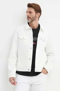 Kurtki męskie - Tommy Hilfiger kurtka jeansowa męska kolor biały przejściowa MW0MW34522 - grafika 1