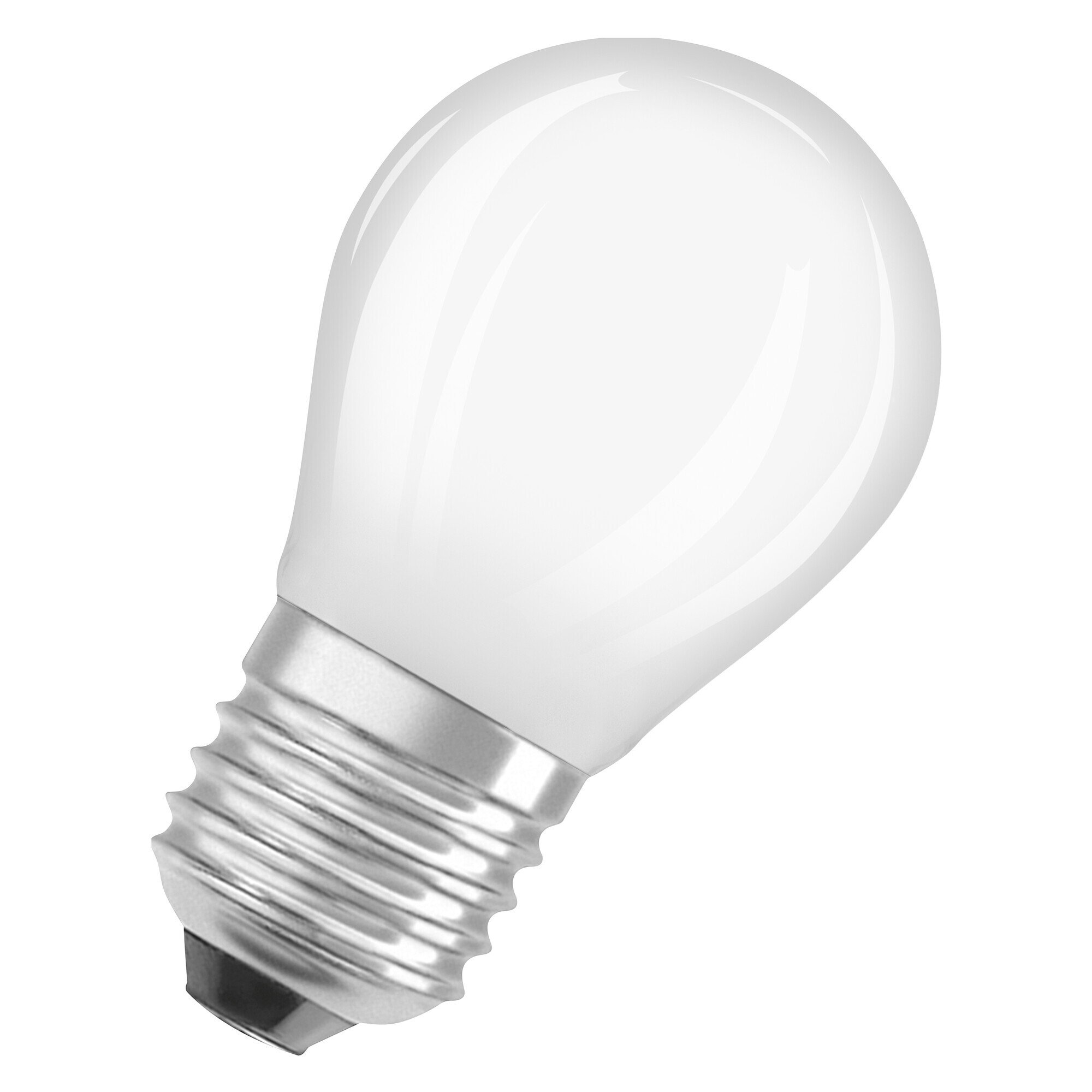 Żarówka LED OSRAM w klasycznym kształcie miniball, z dekoracyjnym żarnikiem LED w matowej obudowie, klasa efektywności energetycznej A, E27, 1,2 W, 255 lm, 4000 K, chłodna biel. Nie nagrzewa się, 100 % światła natychmiast.