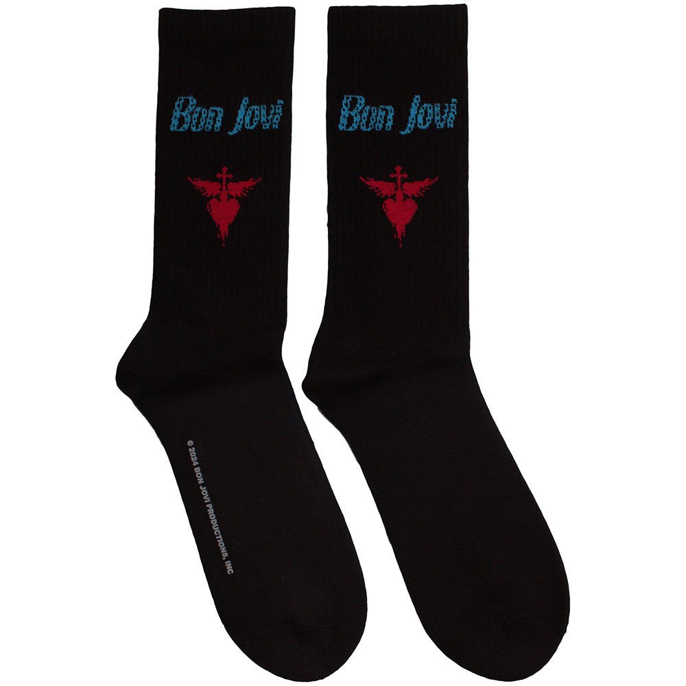 skarpetki BON JOVI - DAGGER HEART BLUE LOGO (black)-40/45
