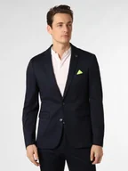 Garnitury - Finshley & Harding London Męska marynarka od garnituru modułowego Mężczyźni Slim Fit niebieski wypukły wzór tkaniny, 42 - miniaturka - grafika 1