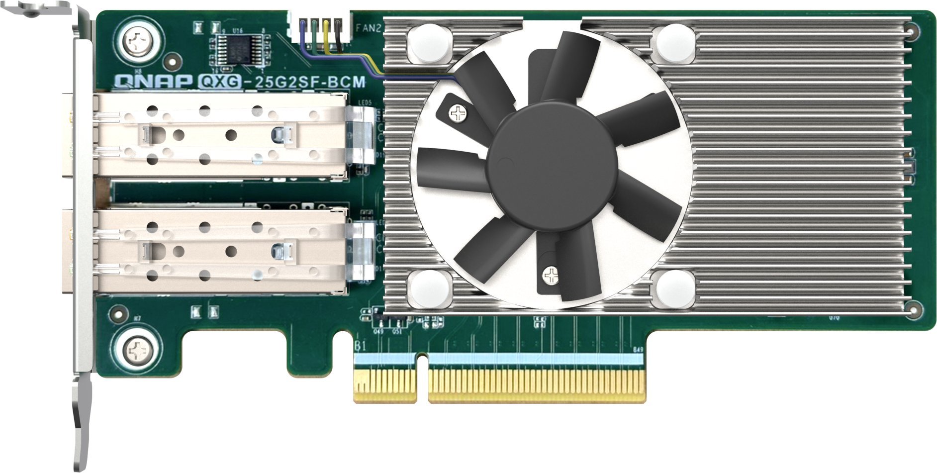 Karta sieciowa Qnap QNAP QXG-25G2SF-BCM - adapter sieciowy - PCIe 4.0 x8 Low-Profile - 25 Gigabit SFP28 x 2 - dla P/N: CAB-DAC15M-SFP28, CAB-DAC15M-SFPP, TRX-10GITSFPP-SR, TRX-25GSFP28-SR