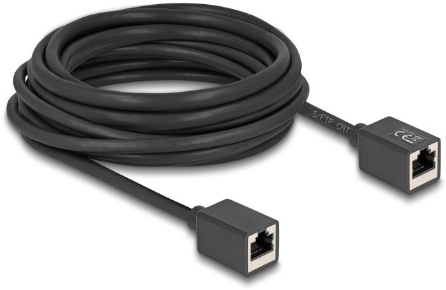 Delock Przedłużacz sieciowy złącze gniazdo RJ45 do gniazda RJ45 Cat.6A S/FTP 7,5 m czarny