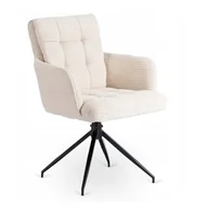 Krzesła - Krzesło Obrotowe Kubełkowe Tapicerowane Do Jadalni Sztruks Kremowy AKITA - miniaturka - grafika 1