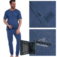 Piżamy damskie - Cornette Piżama Męska Lofoten Niebieska Długi Rękaw Bawełna Rozmiar M - miniaturka - grafika 1