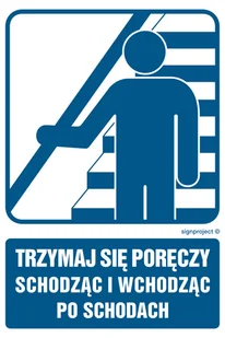 RB032 TRZYMAJ SIĘ PORĘCZY SCHODZĄC I WCHODZĄC PO SCHODACH, FN - FOLIA SAMOPRZYLEPNA; (250X375MM) - Systemy ekspozycyjne i znaki informacyjne - miniaturka - grafika 1