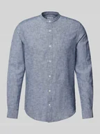 Koszule męskie - Koszula lniana o kroju slim fit ze stójką model ‘CAIDEN’ - miniaturka - grafika 1