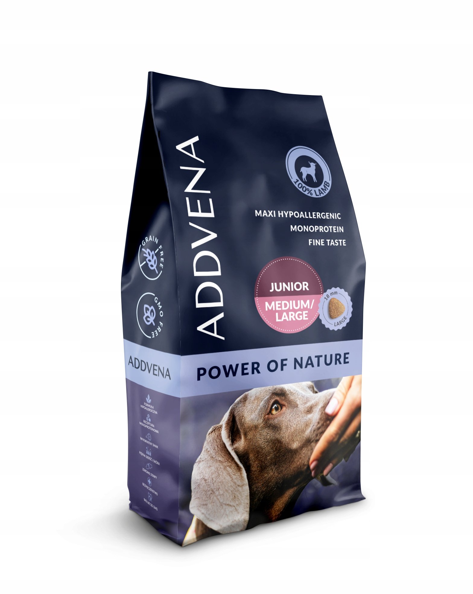 ADDVENA Power of Nature Junior medium&large 10 kg jagnięcina dla szczeniąt ras średnich i dużych