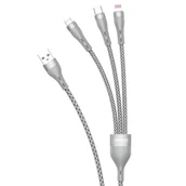 Kable USB - Dudao 3w1 kabel USB - Lightning / microUSB/ USB Typ C 65W 1,2m szary (L20X) - miniaturka - grafika 1